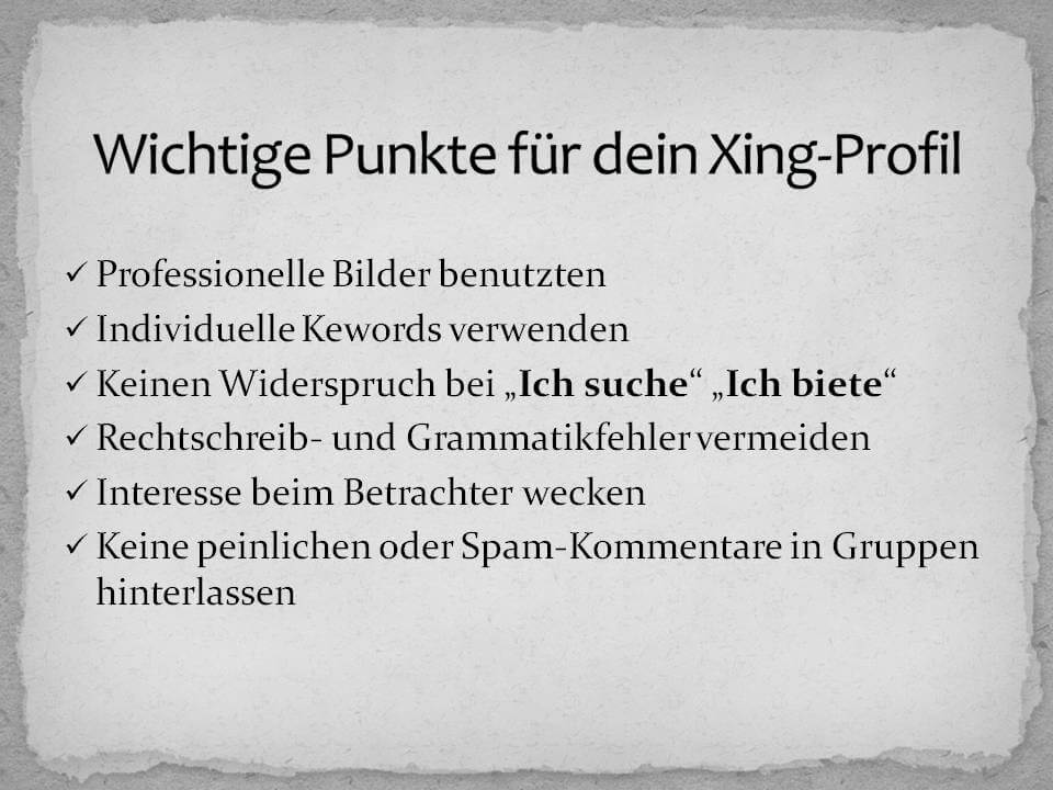 Punkte für das Xing-Profil
